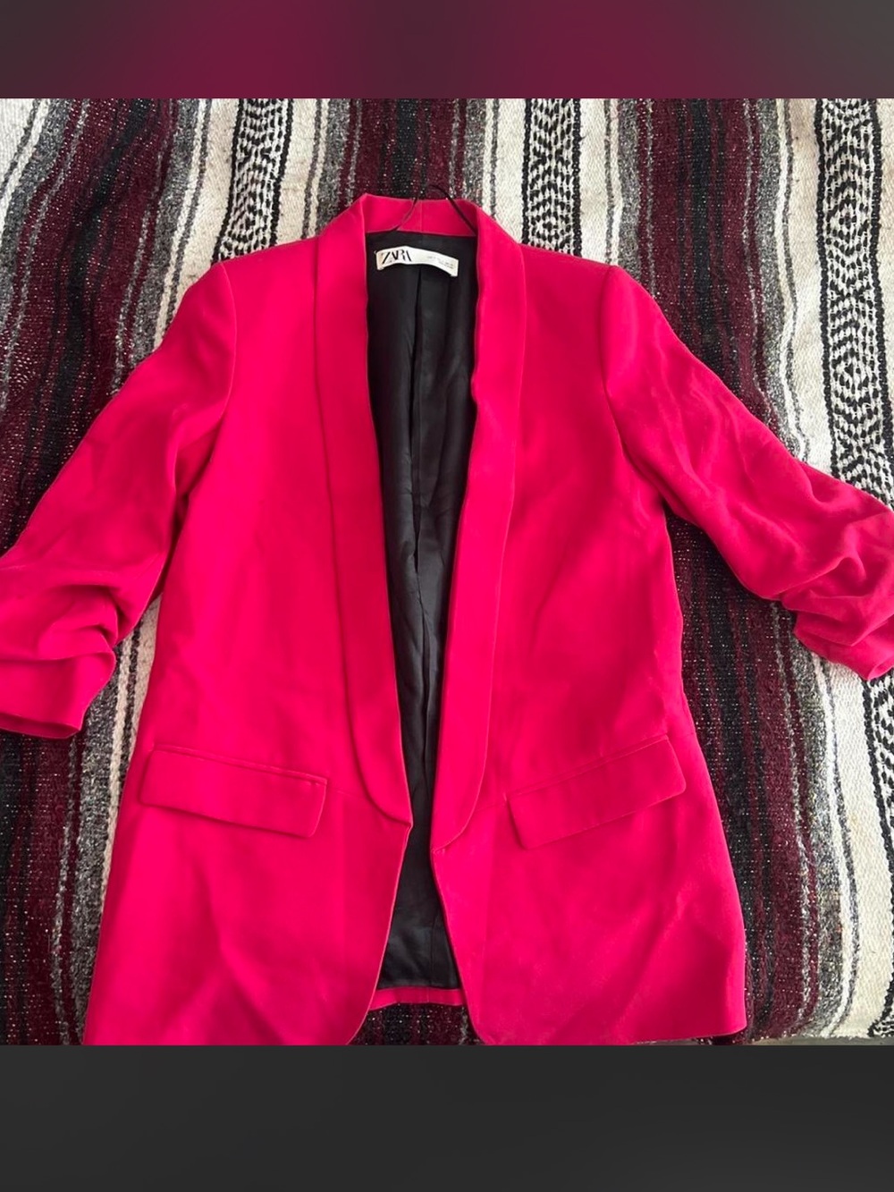 Zara Vibrant Pink Open-Front Blazer